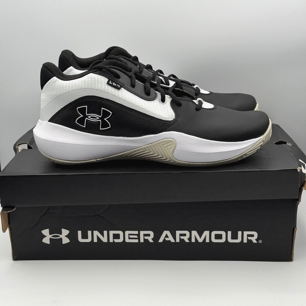 Under Armour Lockdown 7 Shoes Men Size 13 Black White Basketball 3028512-002